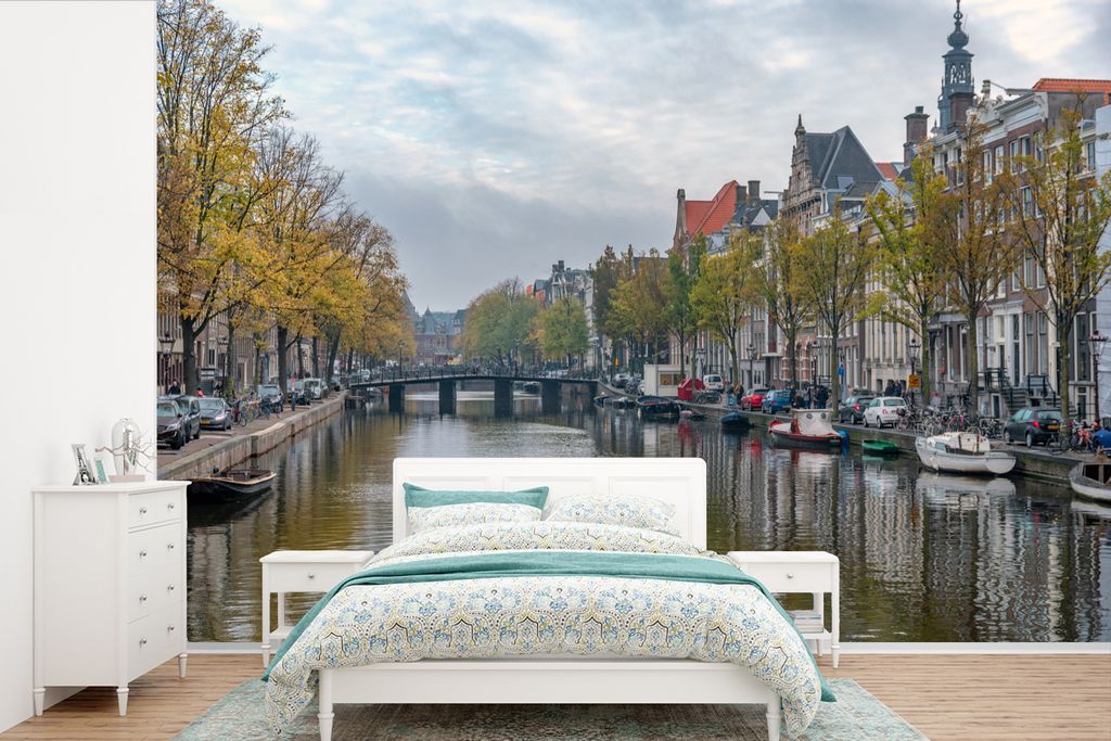MuchoWow Fototapete für Wohnzimmer oder Schlafzimmer Wandtapete Vinyl Motivtapete Alltägliches Bild der Prinsengracht in Amsterdam - 525x350 cm...