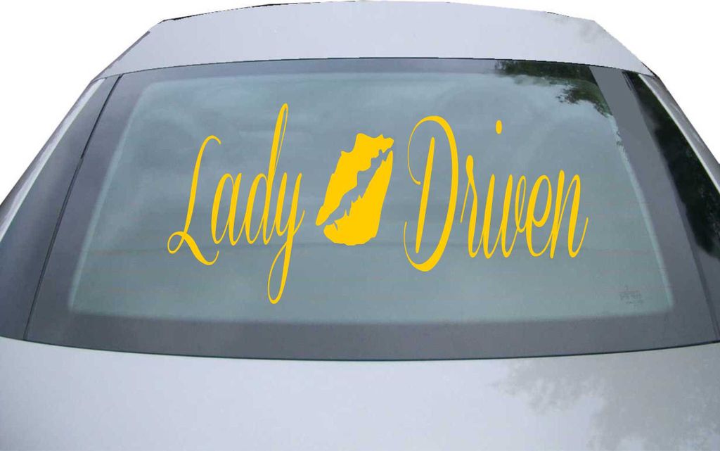 Indigos UG - Aufkleber Heckscheibe & Motorklappe DE6263 - gold - 600x285 mm - lady driven - Auto Scheiben Fenster Heckklappe Tuning Racing JDM - Di...