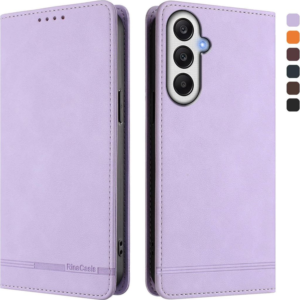 Hülle für Samsung Galaxy A05S, Retro Kunstleder Ständer Klapphülle mit Kartenfächer und Magnetische Violett