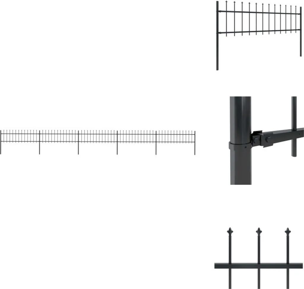 Panneaux de clôture de jardin décoratifs en acier noir 8,5 x 0,6 m