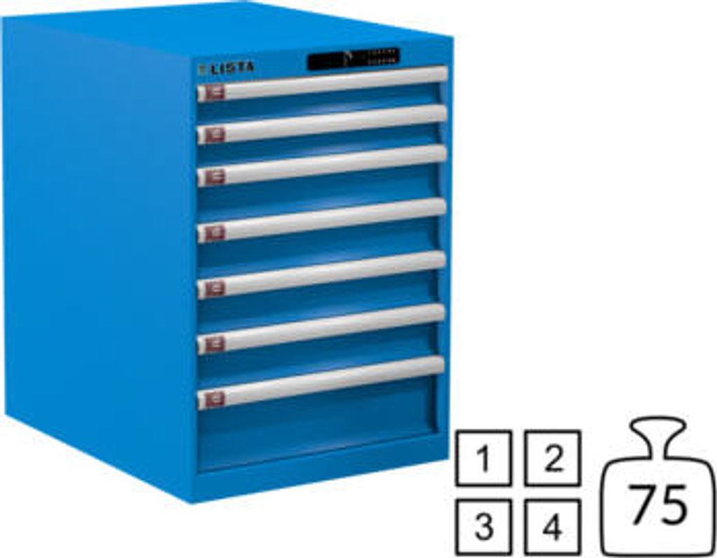 Lista Schubladenschrank - 78.136.010 - 800x564x725 mm (HxBxT) - 7 Schubladen - 75 kg - Code Lock - lichtblau (RAL 5012)