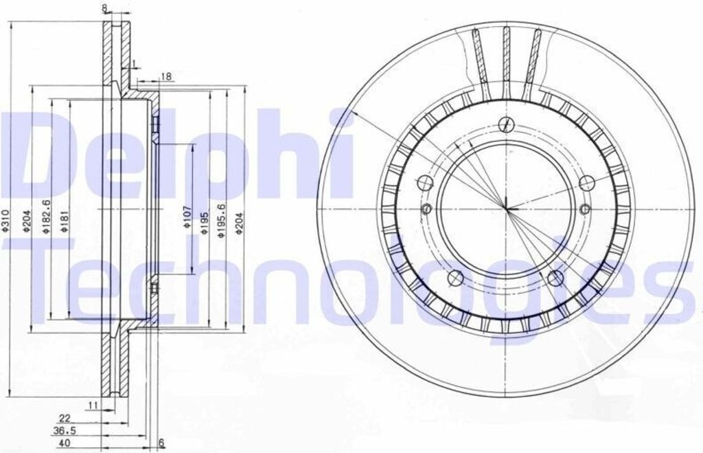 2x DELPHI Bremsscheibe BG3587 für SUZUKI Grand Vitara I SUV Produktbild 