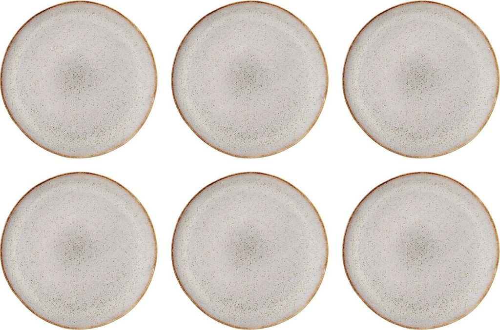 6x Kuchenteller, Dessertteller SANDRINE hellgrau D. 22cm Keramik Bloomingville