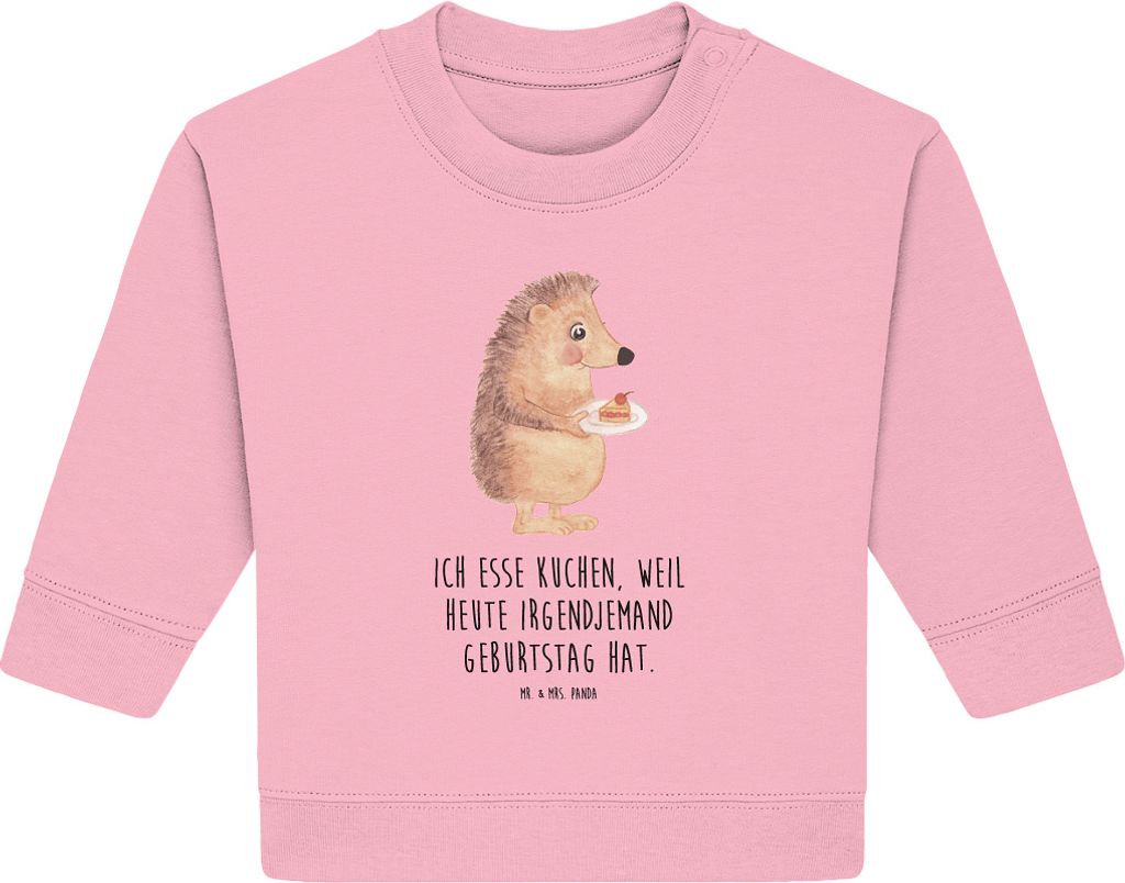 Mr. & Mrs. Panda Organic Baby Pullover Igel Kuchenstück 24. - 36. Monat - Baumwolle Pink - Geschenk, Backen, Lustige Sprüche, Bullover, Kuchen, G...