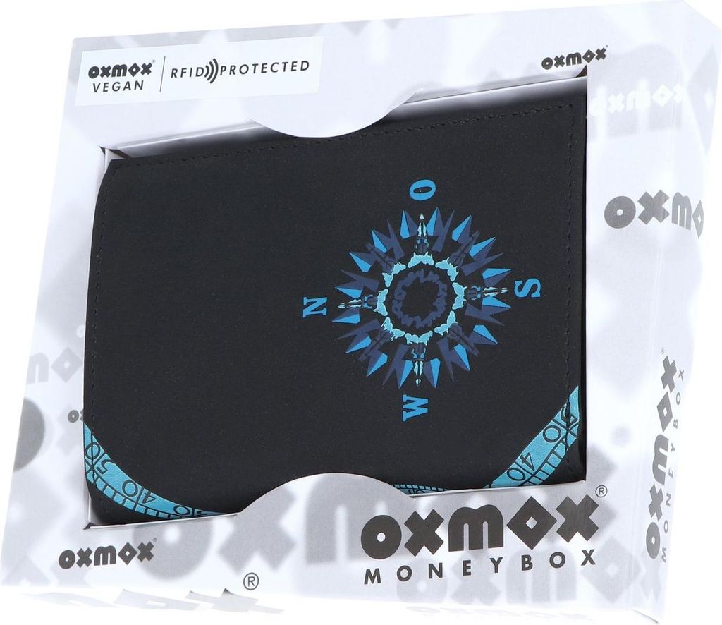 Oxmox New Cryptan Mobile Wallet – Geldbörse Mit Smartphone-Fach, Querformat, 5 Kartenfächer & Münzfach, Schwarz