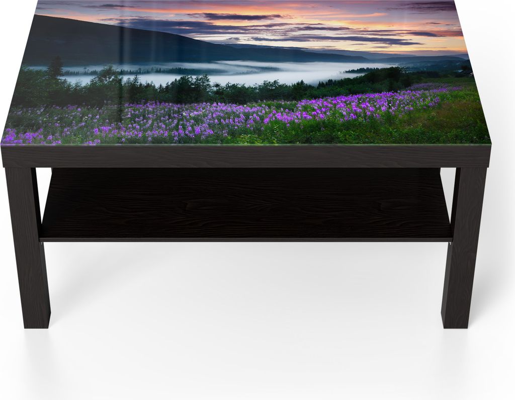 DEQORI Couchtisch 90x55 cm Schwarz 'Nebelhauch am Morgen' Glas Beistelltisch Glastisch modern