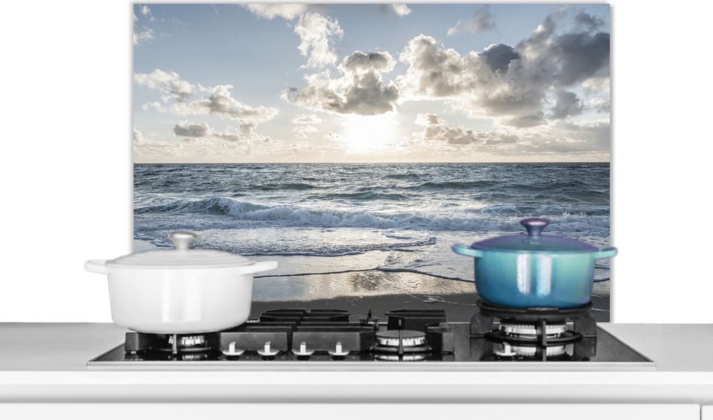 KitchenYeah Spritzschutz Küche - Küchenrückwand - Wandschutz für Herd und Spüle - Meer - Wolken - Deutschland 90x60 - Alu-Dibond (Alternativ...