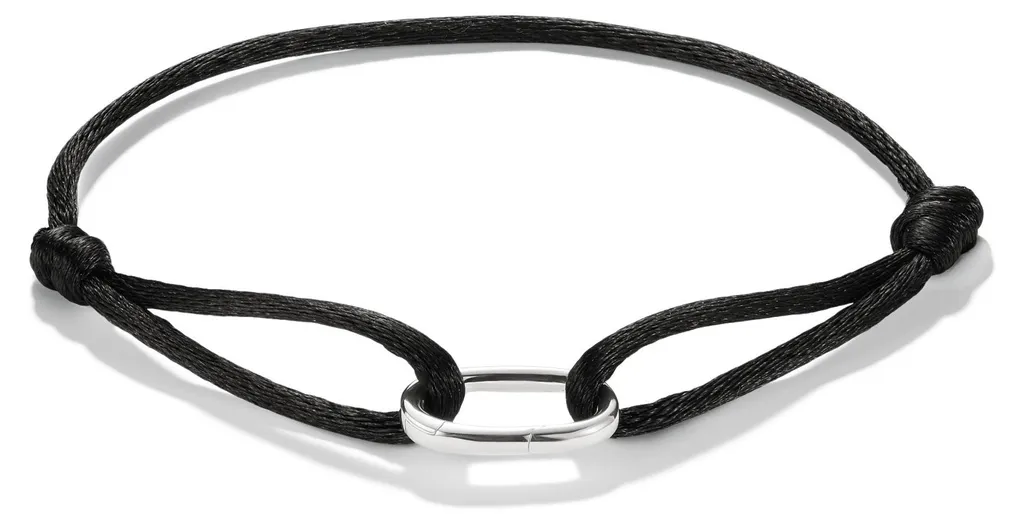 Bracelet ajustable en argent 925 et textile noir Thomas Sabo L24V