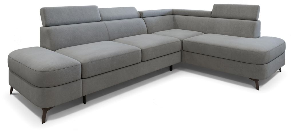 Masseno Ecksofa AVISE MV R-S mit Schlaffunktion L-Form, Sofa mit Bettkasten, Wohnzimmersofa, Couch, Soffa, Bettsofa, Couchgarnitur- Grau, MATT VELV...