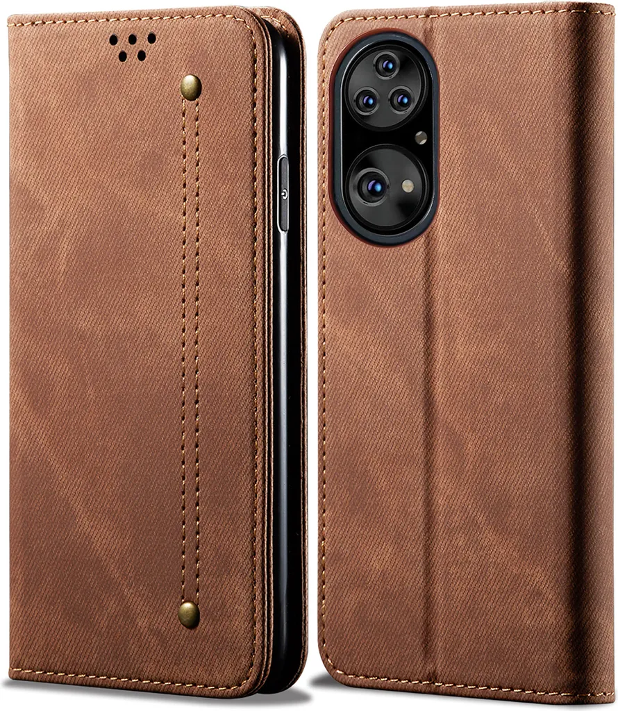 Cover Huawei P50 Pro Business Pelle - Protezione Flip Bookstyle Marrone
