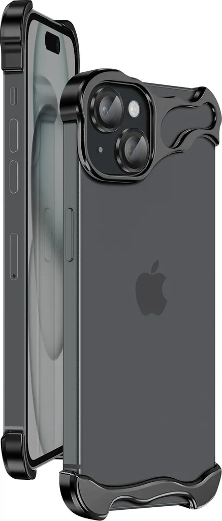 Coque de Protection iPhone 15 Avizar Noir avec Finition Métallique Chic
