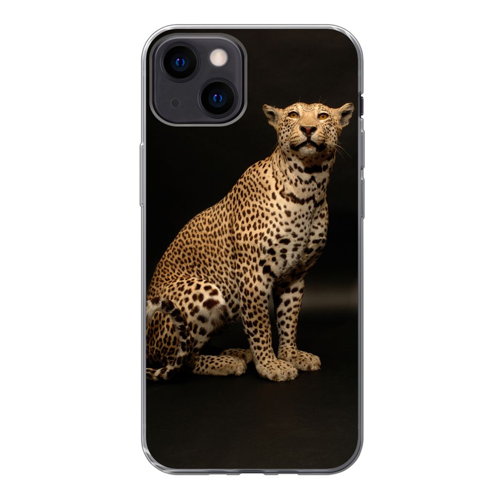 MuchoWow Handyhülle Schutzhülle Hülle für iPhone 13 Leopard - Tiere - Fleck Silikon Softcase Handy Hülle - Karteninhaber