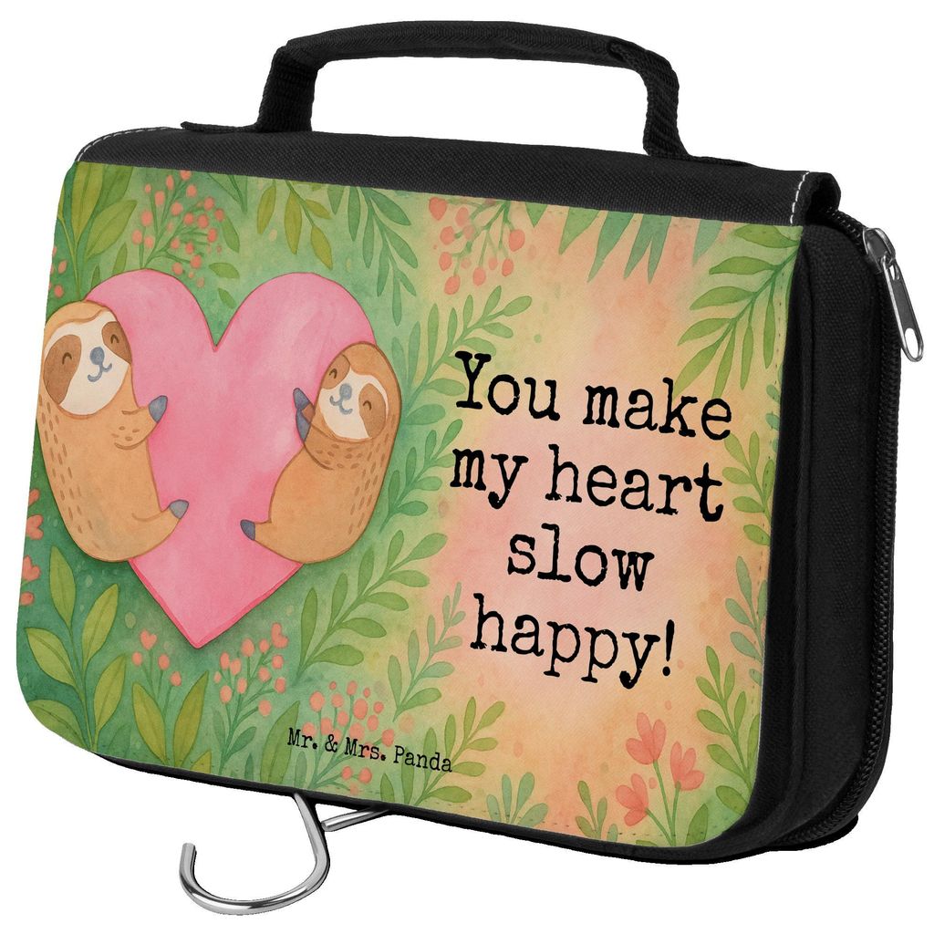 Mr. & Mrs. Panda Kosmetiktasche Faultiere Herz Design - Weiß - Geschenk, Kulturtasche, duschbeutel, Freundin, Valentinstag, für, Hochzeitstag, Fr...