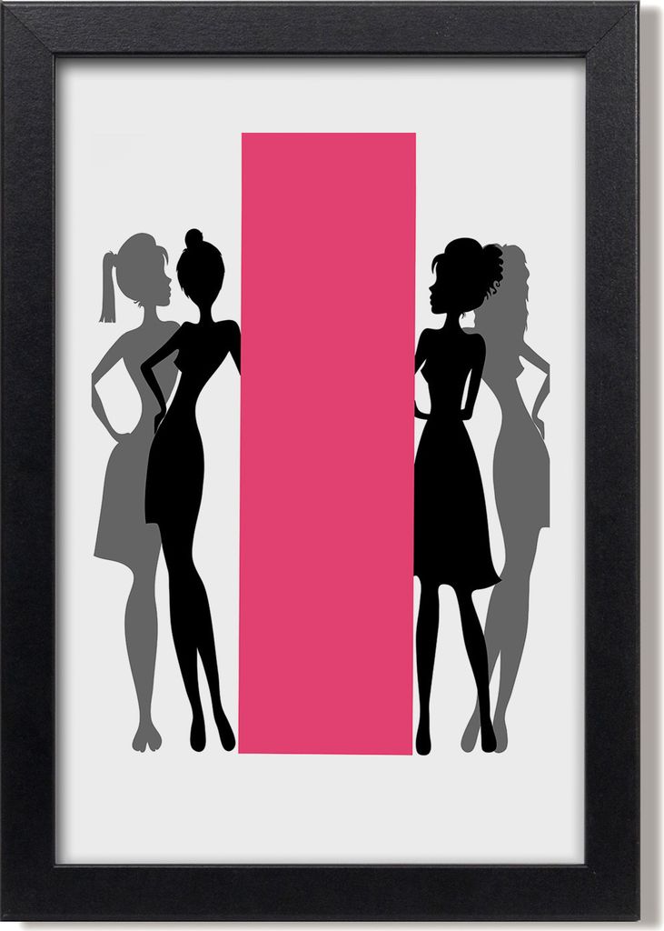 Bild 20x30 MDF-Rahmen, Wandkunst Frauen Silhouetten
