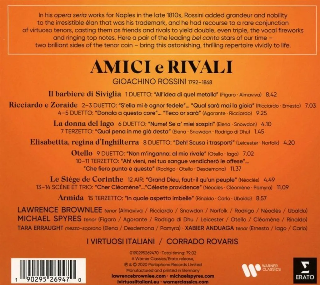 CD Rossini Amici E Rivali duo de ténors bel canto édition collector