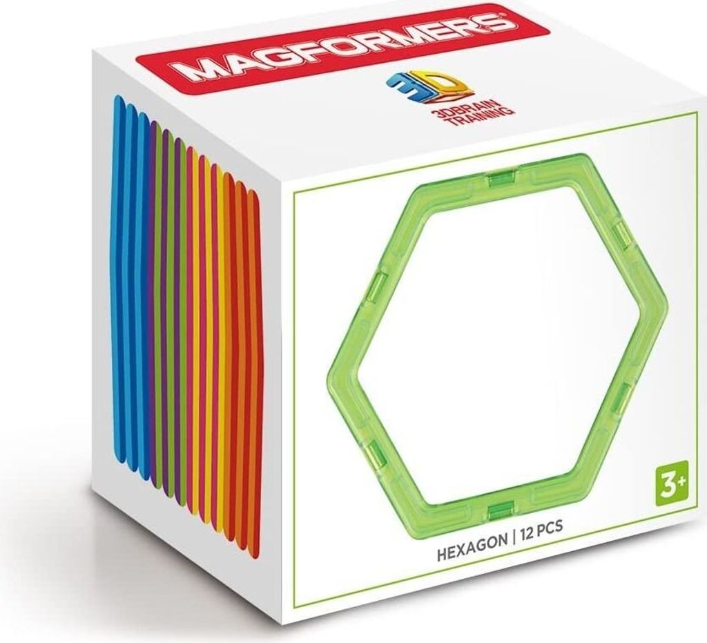 Magformers Bunte Magnetische Bausteine 12 Sechsecke für dreidimensionale Strukturen