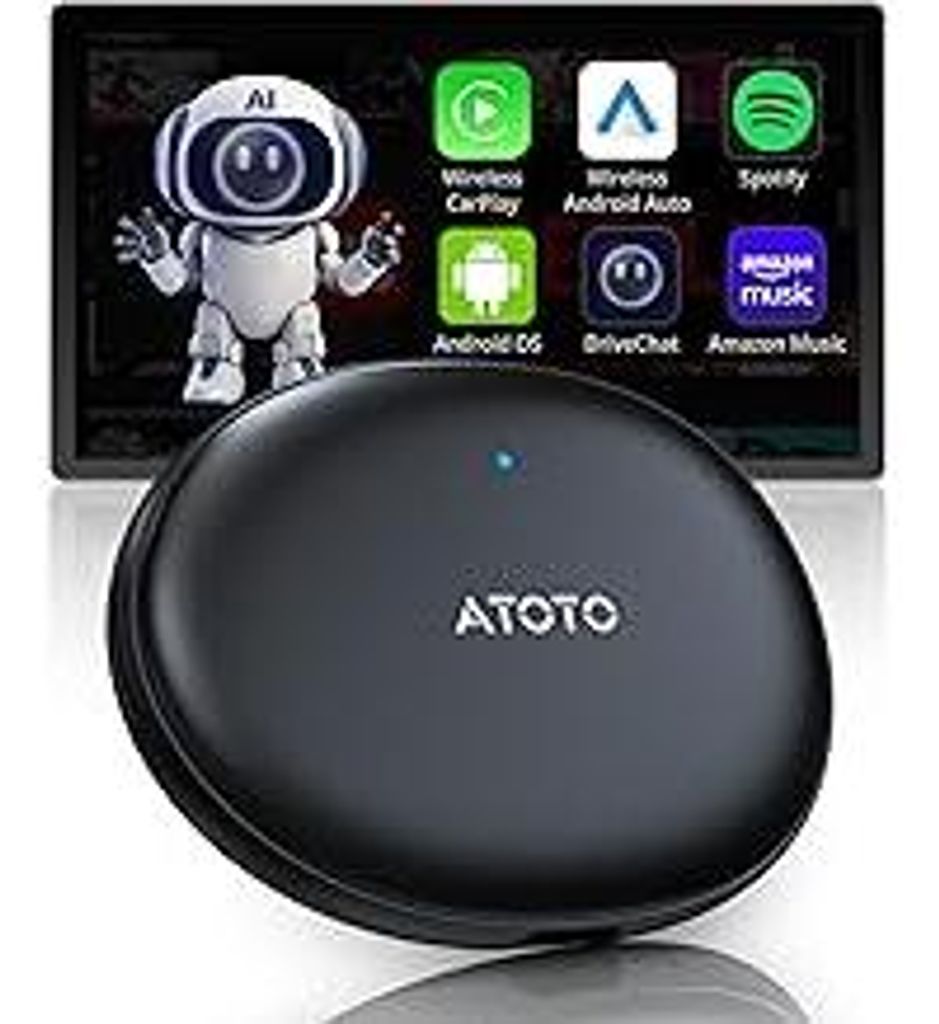 AD5 CarPlay AI Box, Wireless CarPlay & Android Auto AI Dongle kompatibel mit YouTube, Dual Wi-Fi, Dual Bluetooth, ChatGPT, TF-Karten-Slot, OTA-Upgr...