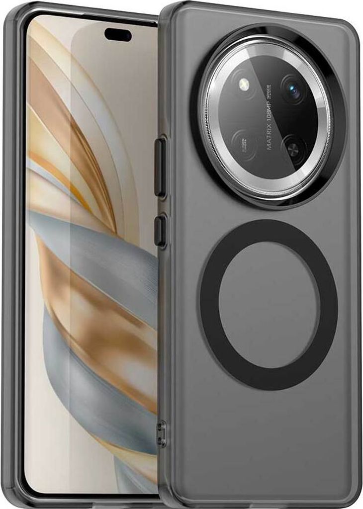 Magnetisch Hülle für Honor X60 Pro/X9C/Magic 7 Lite, Schlank Durchscheinend Matt Stoßfest Handyhülle Schwarz