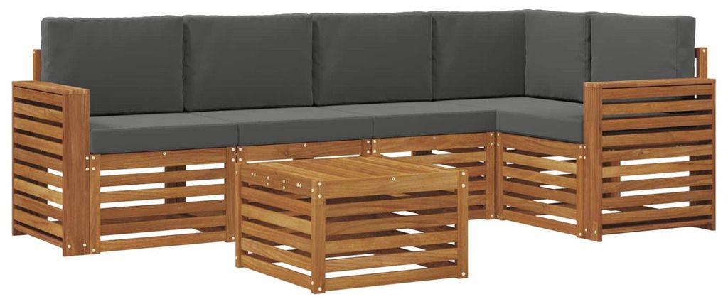 vidaXL Ecksofa Set 6 pcs Natur und Anthrazit Massivholz Akazie