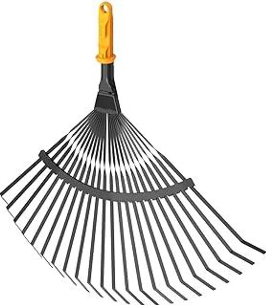 Scopa metallica Fiskars OneClick, robusto accessorio per rastrello da giardino per rimuovere muschio e feltro dal prato, sostituzione facile con un solo clic, larghezza: 42 cm, nero/arancione, 1080675