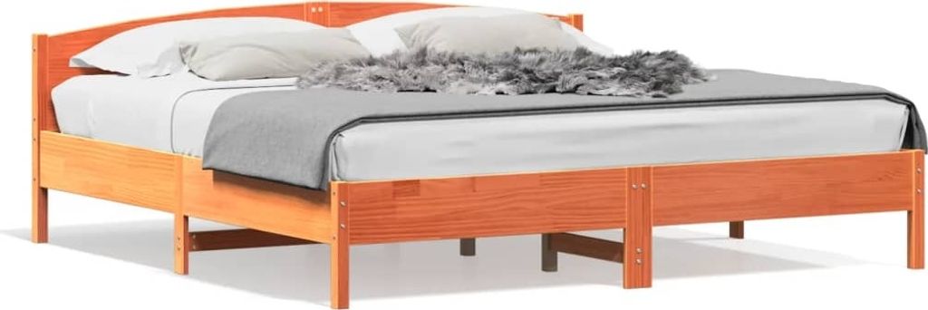 Maison Exclusive - Massivholzbett ohne Matratze Wachsbraun 180x200 Kiefernholz