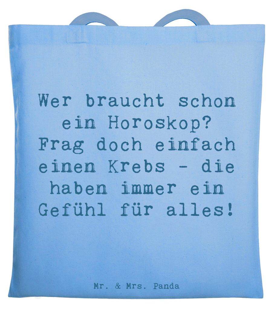 Mr. & Mrs. Panda Einkaufstasche Spruch Krebs Gefühl - Sky Blue - Geschenk, Geschenke Sternzeichen, Intuition, Astrologie, Tierkreiszeichen, Wasser...