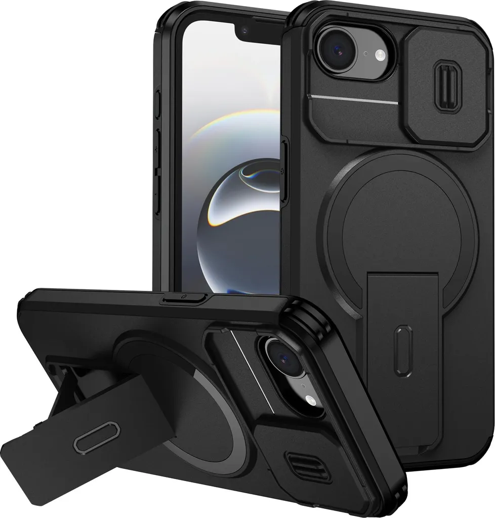 Custodia da Viaggio iPhone 16e: Stand Magnetico e Cover Camera Nero