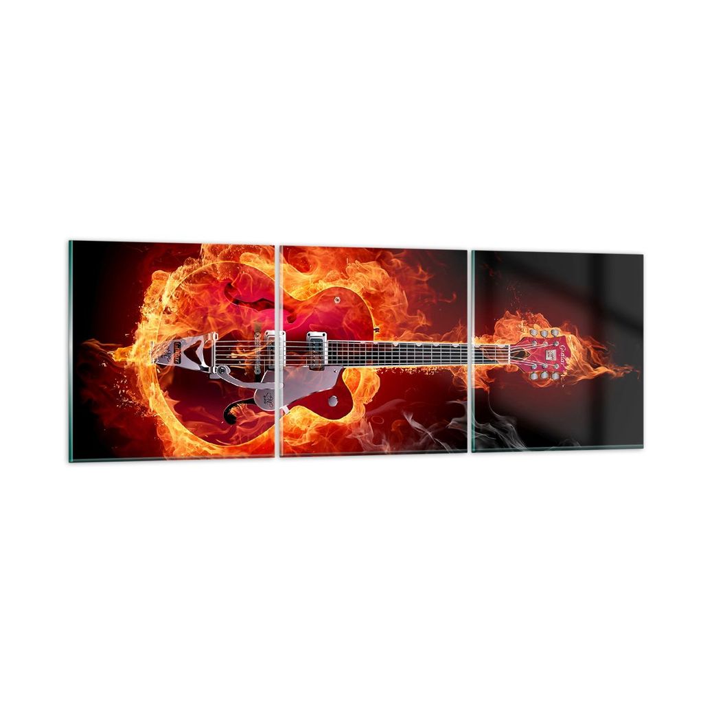 Bilder auf glas - Instrument Flammen Saiten - 120x40cm - Glasbilder - Wandbilder - Kunstdruck - zum Aufhängen bereit - Wanddekoration aus Glas - G...