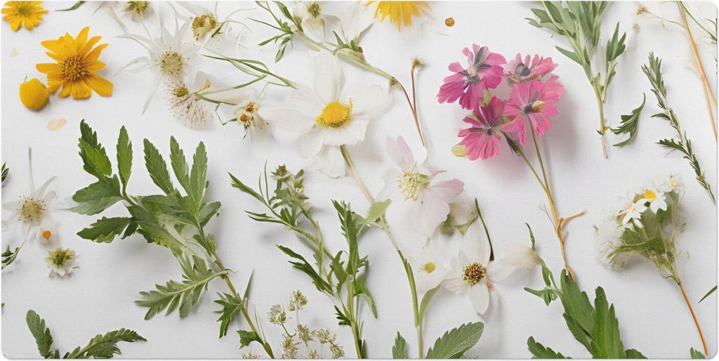 Blumen Und Blätter– Schreibtischunterlage – Schreibtisch Tischunterlage – 120x60 cm – Unterlage Groß Schreibtischmatte