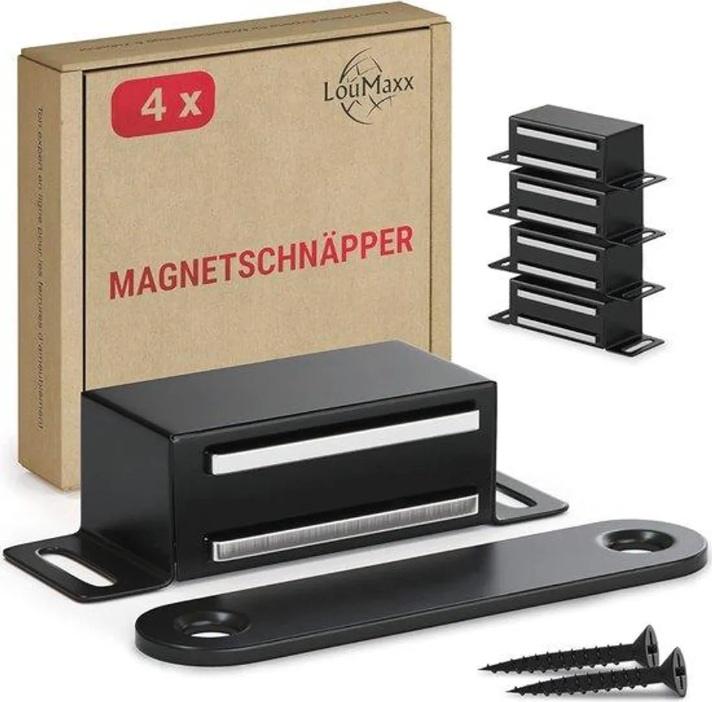 Lot de 4 aimants de fixation avec crochet inox pour armoire et porte 6kg
