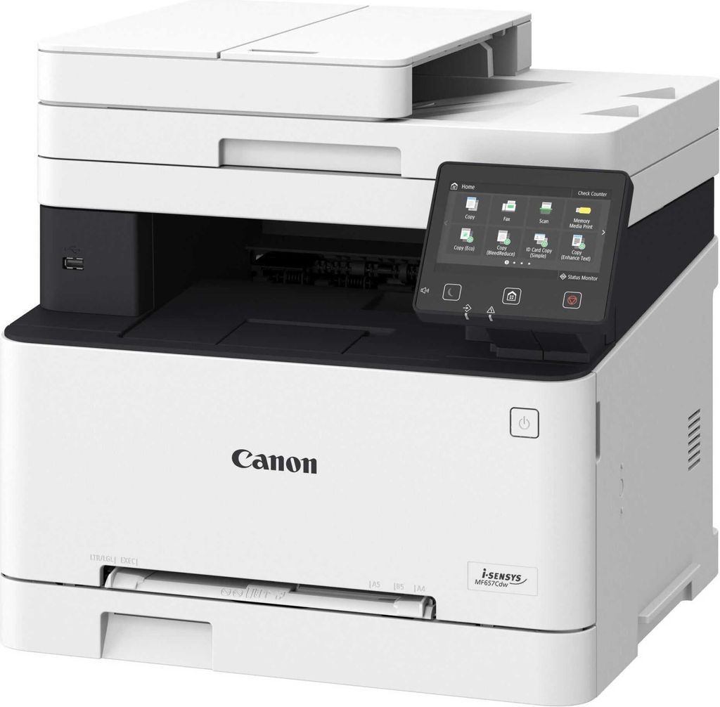 A studio shot of a Canon i-SENSYS MF 657 Cdw printer.