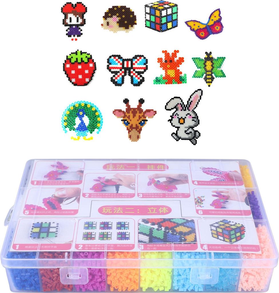 24 Farben Sicherungsperlen-Set 2,6 mm DIY 3D-Puzzle-Set zur Anregung der Fantasie für Kinder