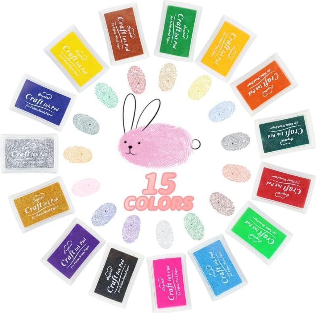 15-teiliges Stempelkissen-Set für Scrapbooking und Kartenherstellung - umweltfreundlich und ungiftig - geeignet für Papier, Stoff und Leinwand - ...