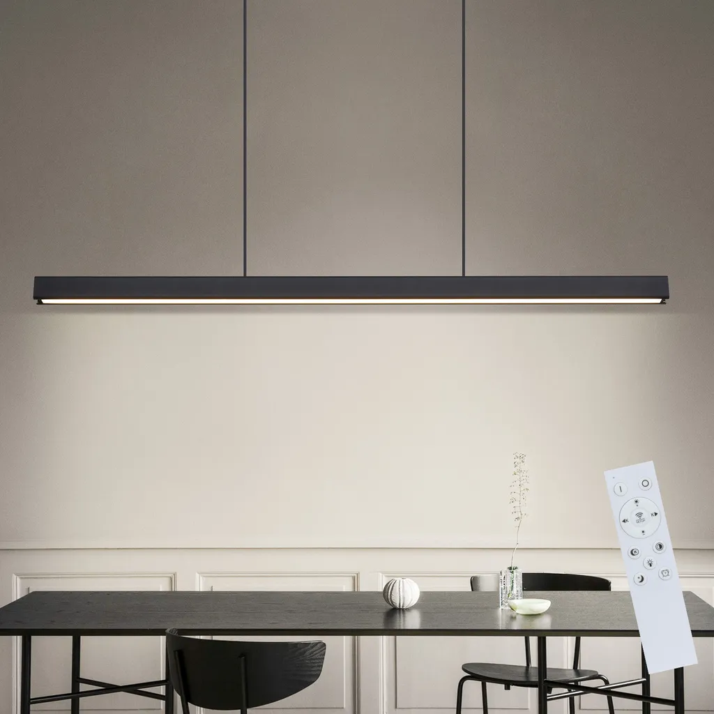 ZMH LED lampada a sospensione sala da pranzo lampada a sospensione dimmerabile tavolo da pranzo lampada a sospensione ufficio nero con telecomando 50W moderno tavolo da pranzo lampada a sospensione 148,5CM per cucina bar soggiorno camera da letto