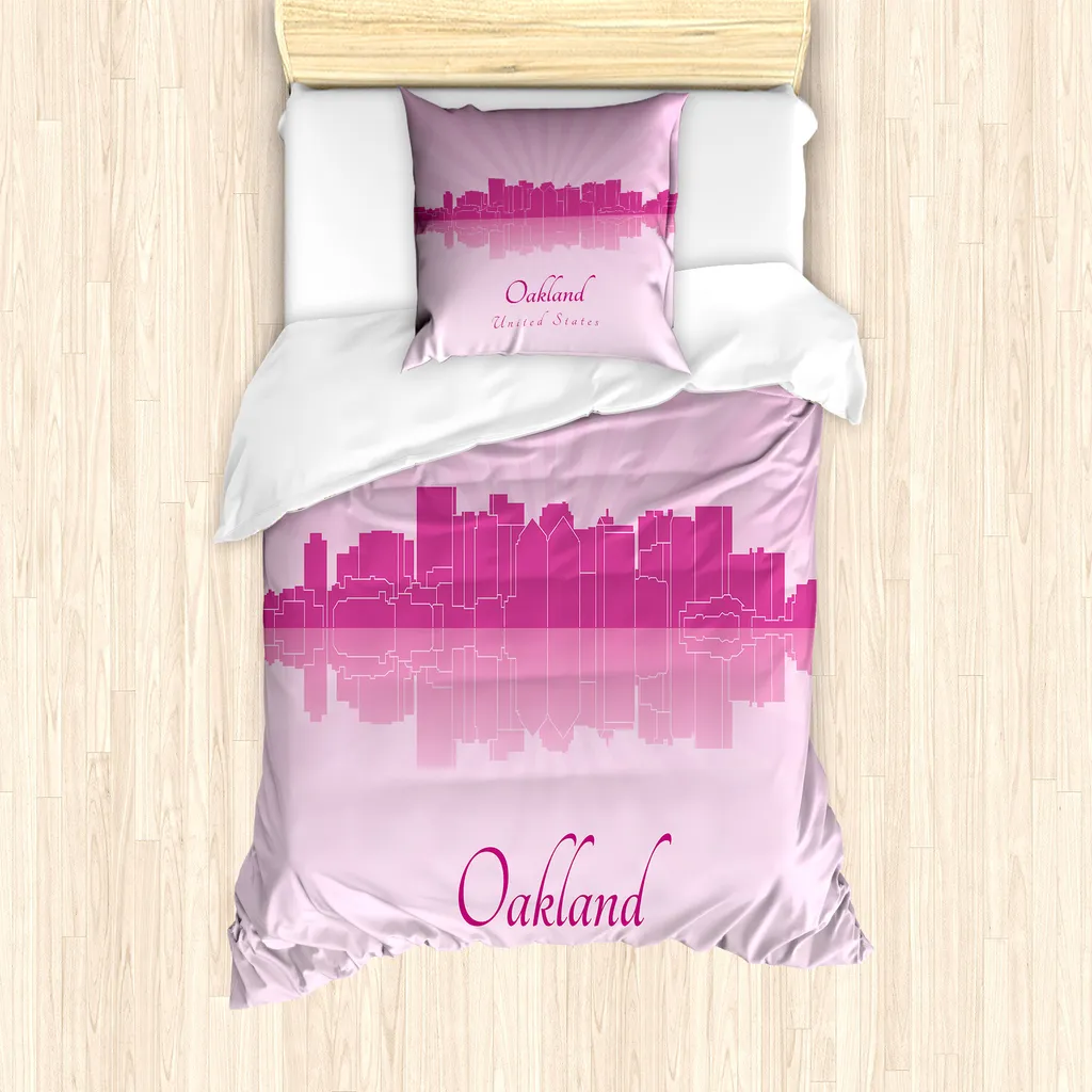 Copripiumino 135x200 Abakuhaus Calligraphic City Skyline Fucsia