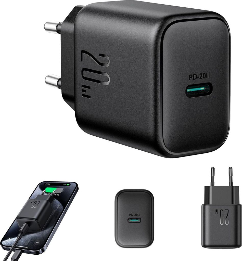 Ładowarka Joyroom JR-TCF20 sieciowa USB-C PD 20W - czarna Zdjęcie produktu 