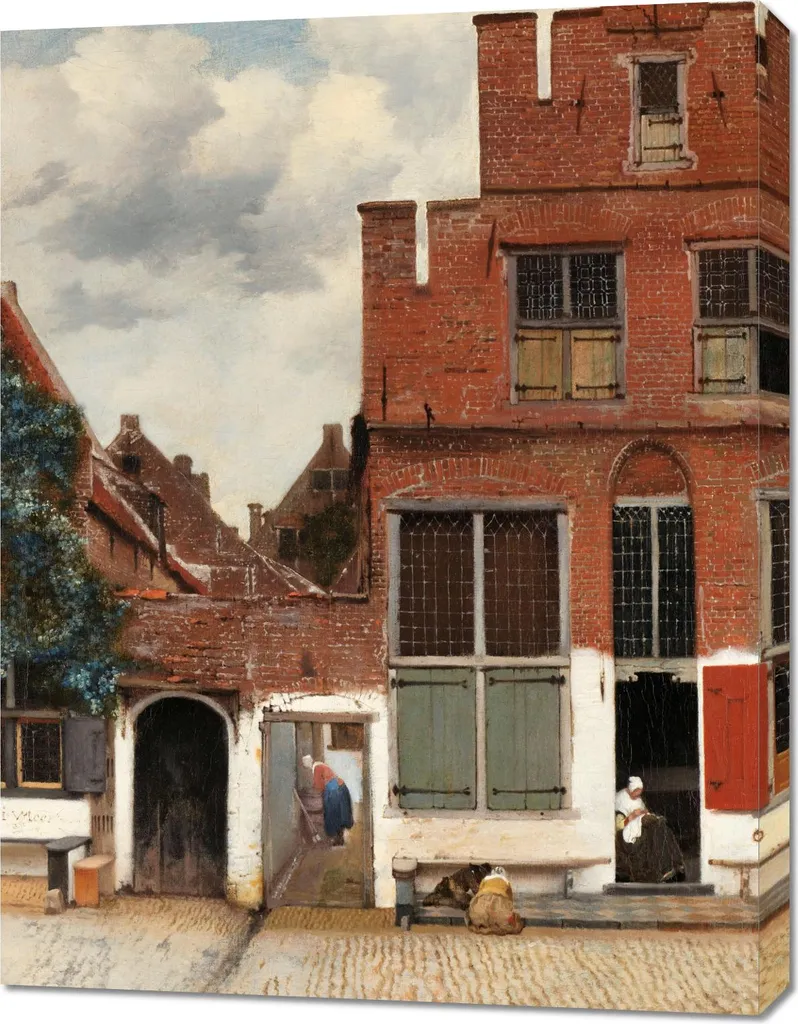 Tableau Déco Salon Vermeer La Petite Rue 70x90 - Ambiance Rétro et Chic