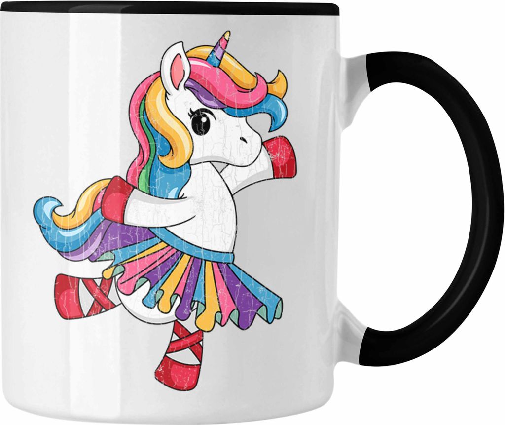 Trendation - Einhorn Tasse Geschenk Mädchen Tochter Einhörner Grafik Pferde Reiterin Geschenkidee Frau Mama (Schwarz)