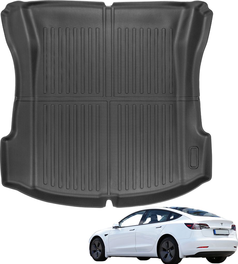 TLECTRIC Kofferraummatte für Tesla Model 3 Wasserdicht Faltbar Hoher Rand für Trunk Kofferraum Hinten