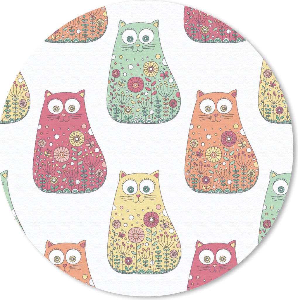 MuchoWow Mauspad Mousepad Mädchen - Katze - Blumen - Muster - Mädchen - Kinder - Kinder 40x40 cm - Mousepads - Maus Mat - Pad - Mausunterlage -...