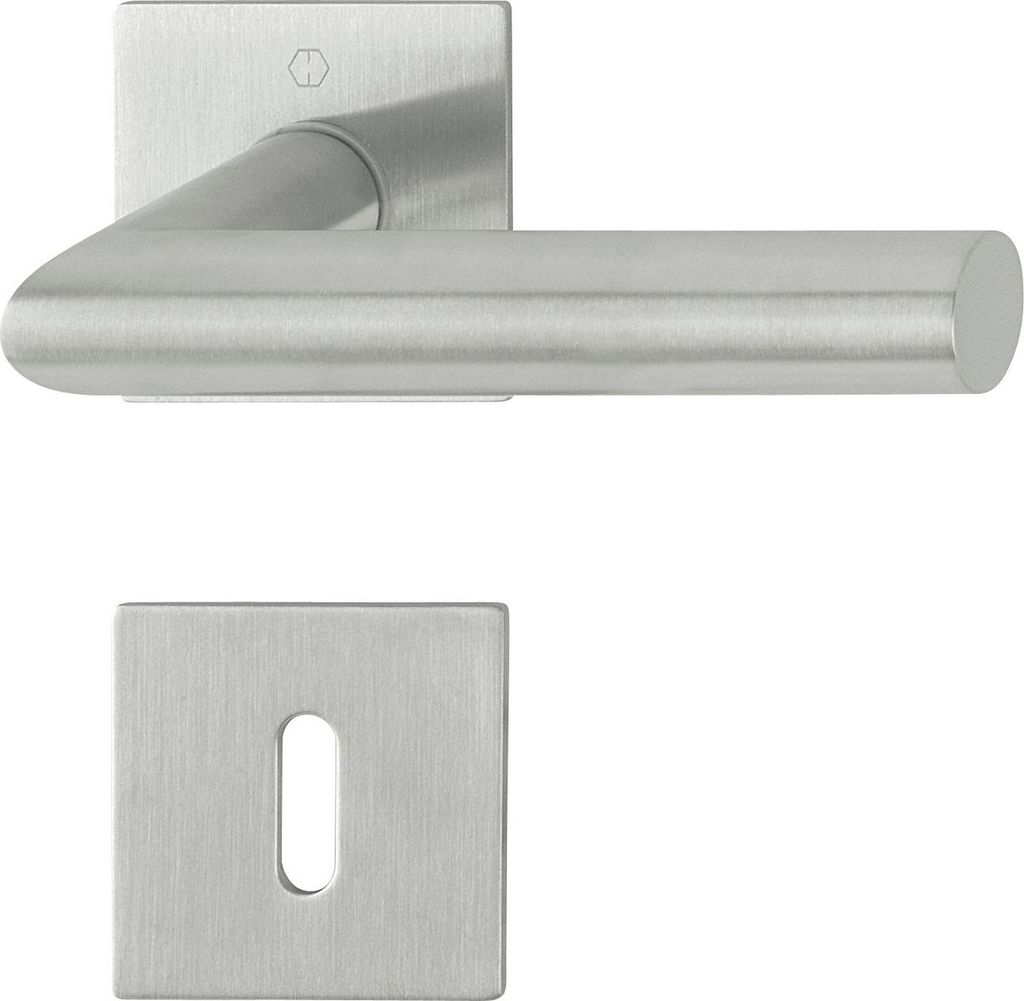 Hoppe Türbeschlag Amsterdam | Türgriff für Innentür, eckig Flachrosette, rund BB | Edelstahl matt