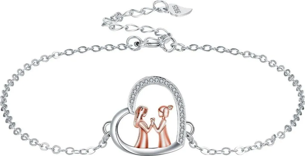 Bracciale ALEXCRAFT In Argento 925 Regolabile, Con Cuore E Zirconi – Lunghezza 18+3 Cm, Gioiello Donna Per Anniversario E Compleanno
