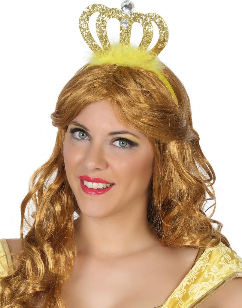 Prinzessinnen-Diadem auf Haarreif gold - Einheitsgröße