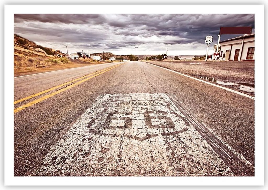 Poster - Poster ohne Rahmen - USA Route 66 Reise - 100x70 cm - Wand Bild - Wanddeko - Wandbilder - Kunstposter - Wandposter - Bilder - Kunstdruck -...