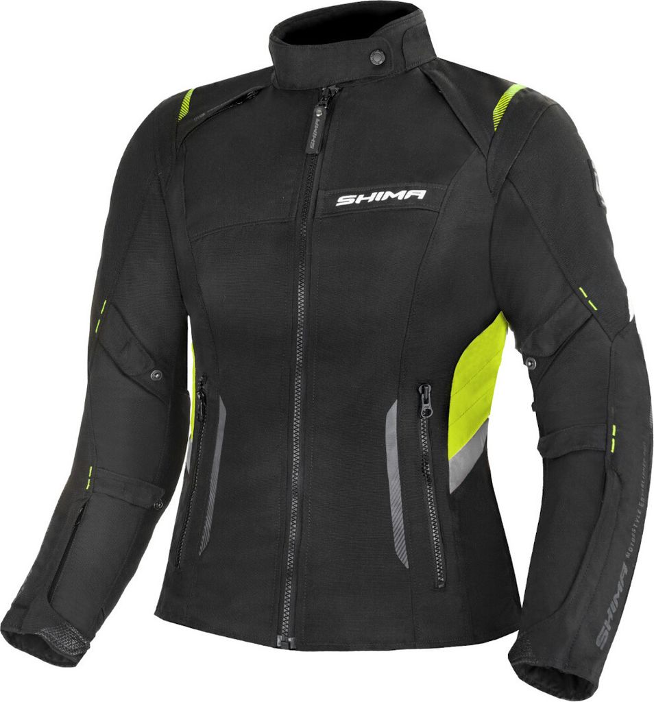 SHIMA Rush wasserdichte Damen Motorrad Textiljacke, schwarz/gelb, XS