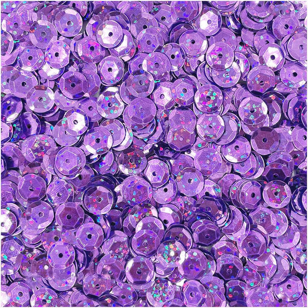 LOVEART SEQUINS für Handwerk Runde Lose holographisch Pailletten 9mm/15g, hell violett