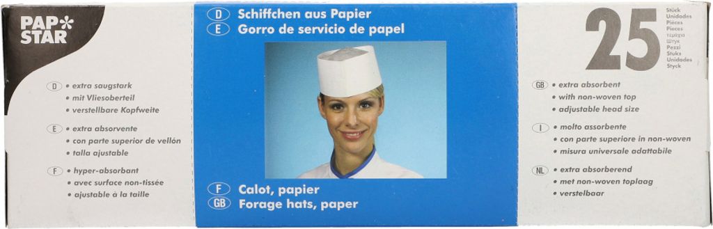 Papstar Schiffchenmützen aus Papier 90x275 mm 25 Stück Produktbild 