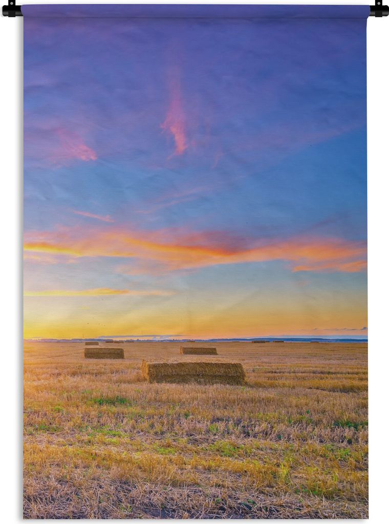 MuchoWow Wandteppich Wandbehang Stroh - Sonne - Himmel - Landschaft 90x135 cm Tapisserie Dekoration Wandtuch - Baumwolle - Wandskulptur