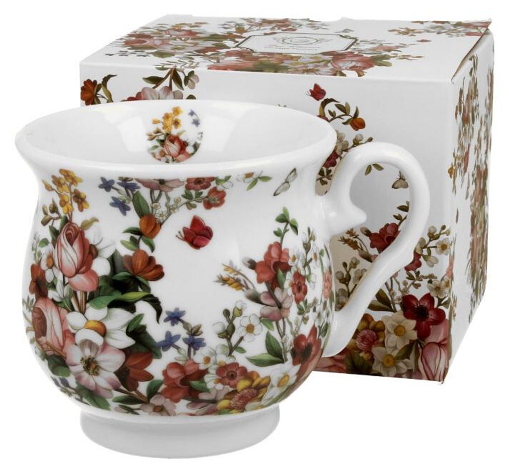 DUO FLORAL Becher 400 ml VINTAGE FLOWERS WHITE New Bone Produktbild 