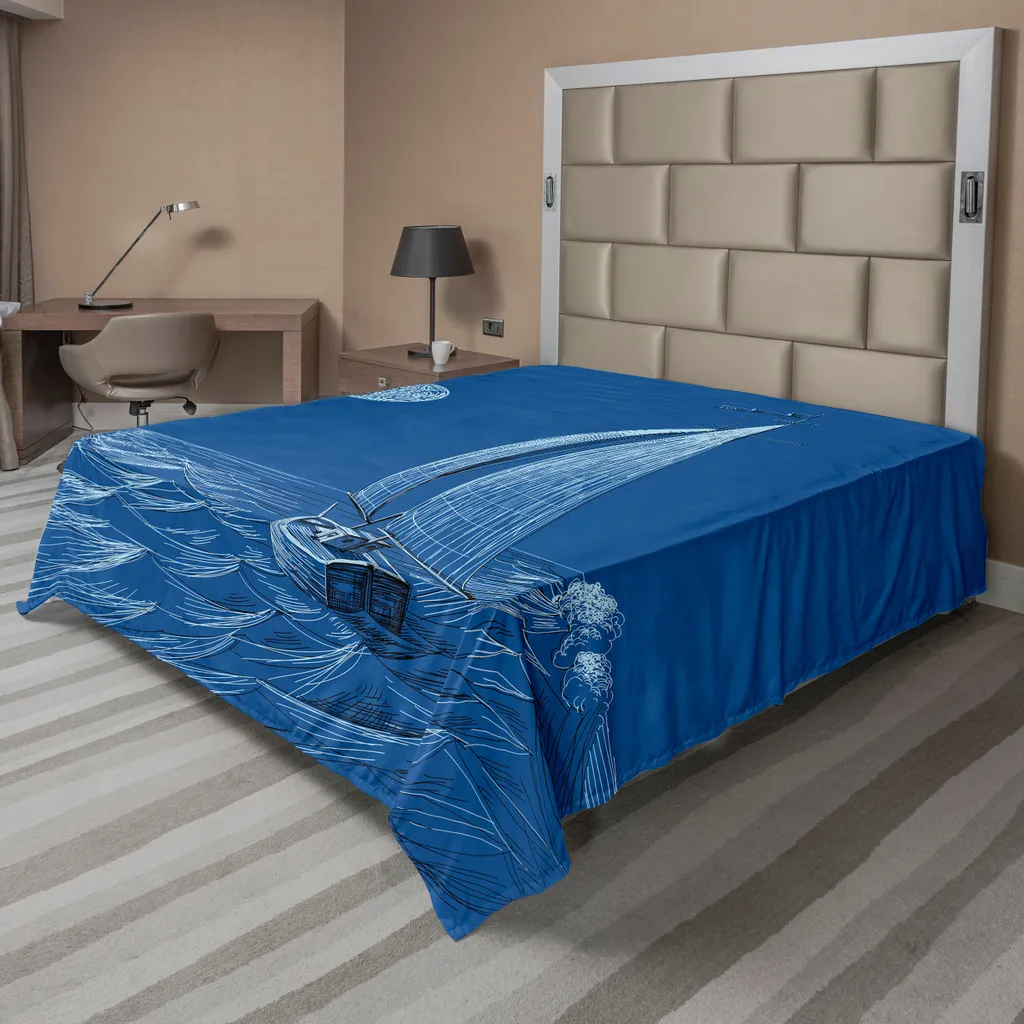 Drap de lit ABAKUHAUS Voilier de Nuit Bleu Violet - 260 x 228 cm